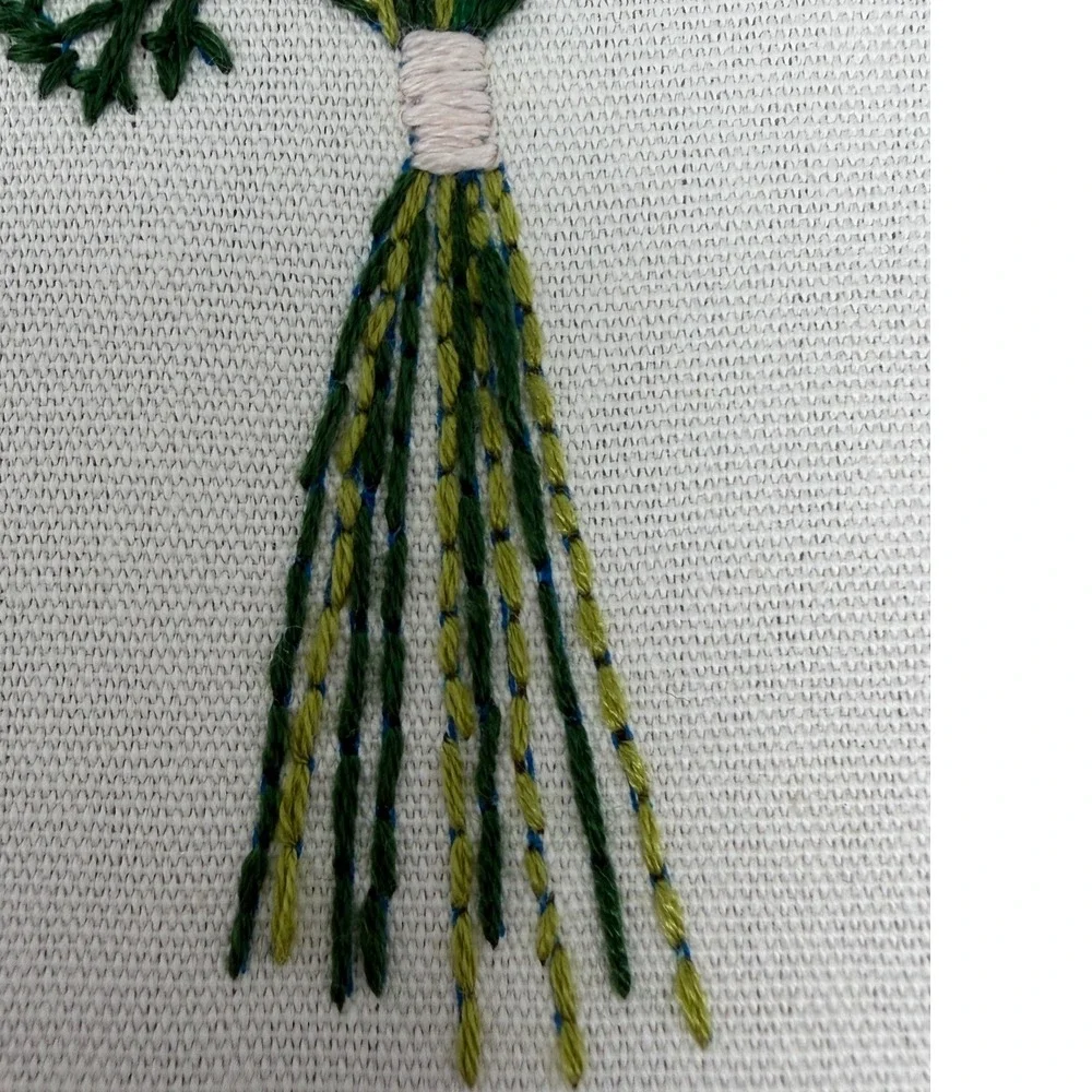 Hand-Embroidered Floral Bouquet Hoop Art - Textured Needlepoint - 7.5